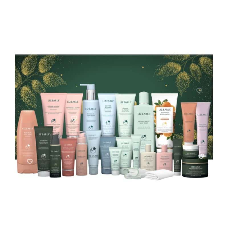 Contents of the 24 Days of Liz Earle Advent Calendar 2026 laid out