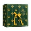 L Occitane Luxury Advent Calendar 2026, deep-green box with golden botanical motif and yellow ribbon, closed, on white background