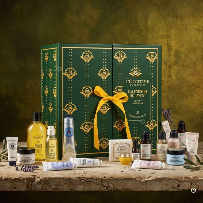 L Occitane Luxury Advent Calendar 2026 contents, the 24 Provencal skincare and body products in front of the box