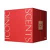 Lookfantastic Fragrance Advent Calendar 2026, closed red gift box with gold LF clasp and Iconic Scents lettering