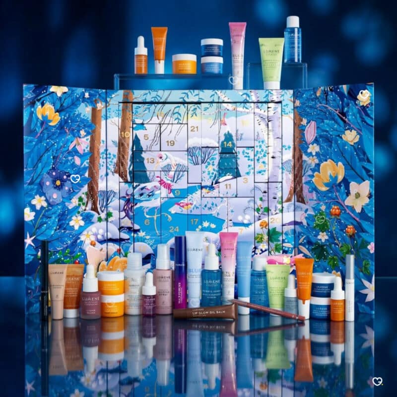 Lumene Advent Calendar 2026 open showing all 24 Nordic beauty products