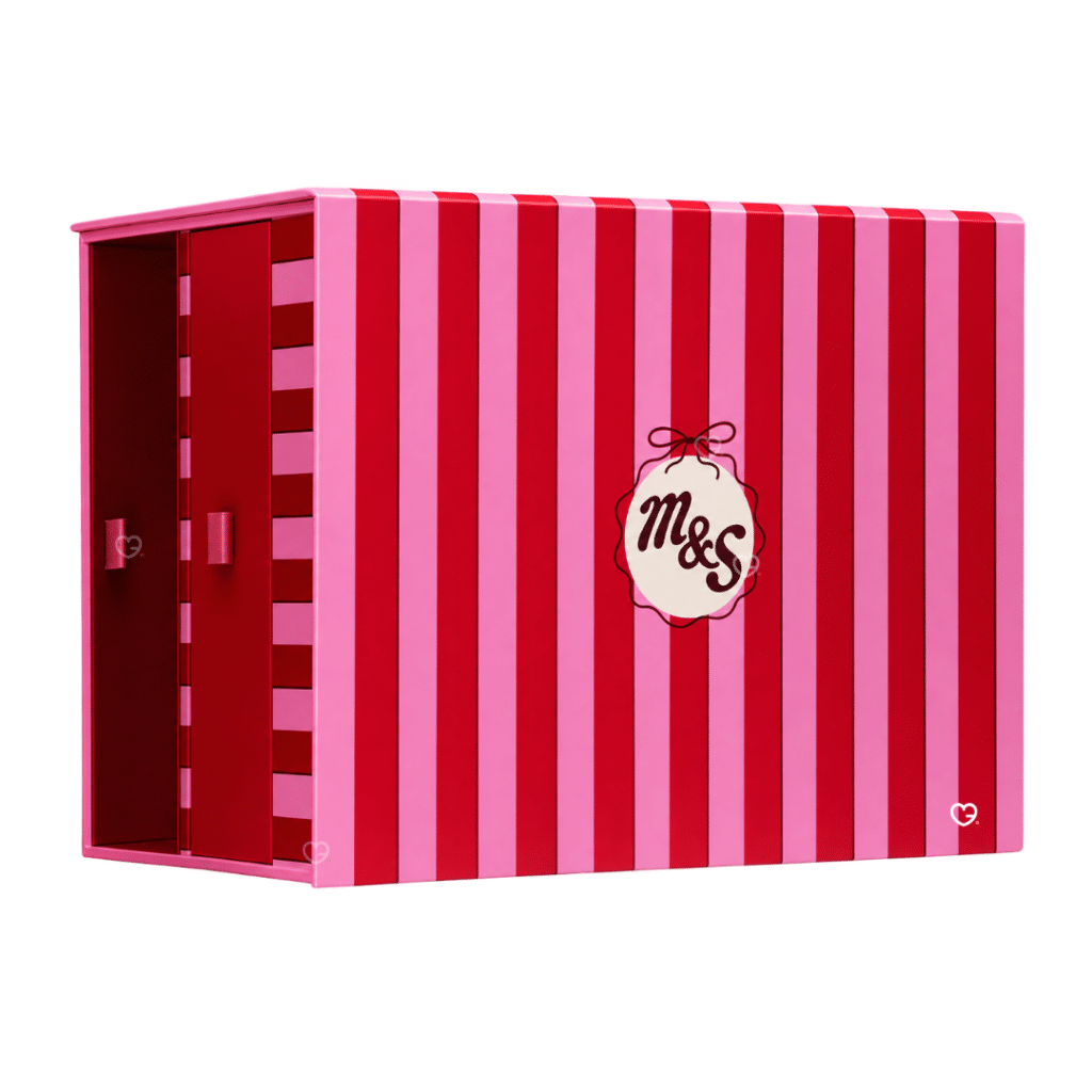 Marks & Spencer Beauty Advent Calendar 2026 pink and red striped beauty box