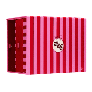 Marks & Spencer Beauty Advent Calendar 2026 pink and red striped beauty box