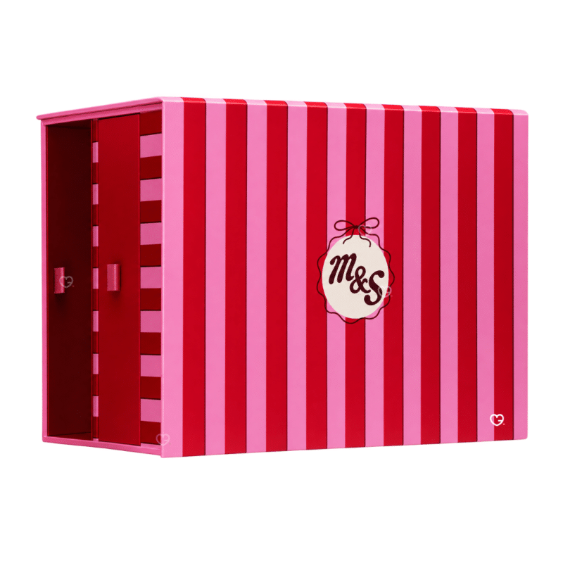 Marks & Spencer Beauty Advent Calendar 2026 pink and red striped beauty box
