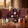Molton Brown luxury beauty advent calendar 2026 full contents displayed in a cosy living room