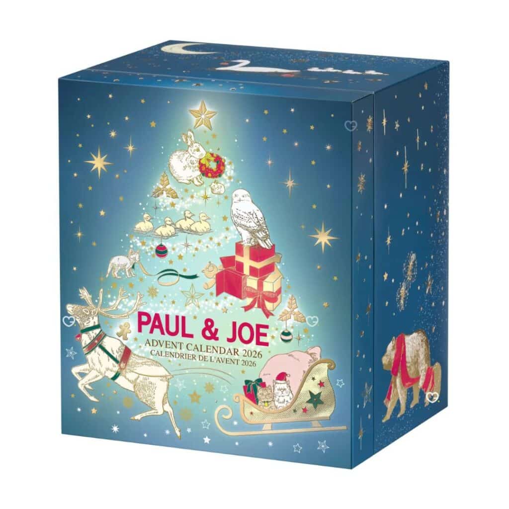 Paul & Joe Advent Calendar 2026 closed navy blue drawer box with Christmas illustration