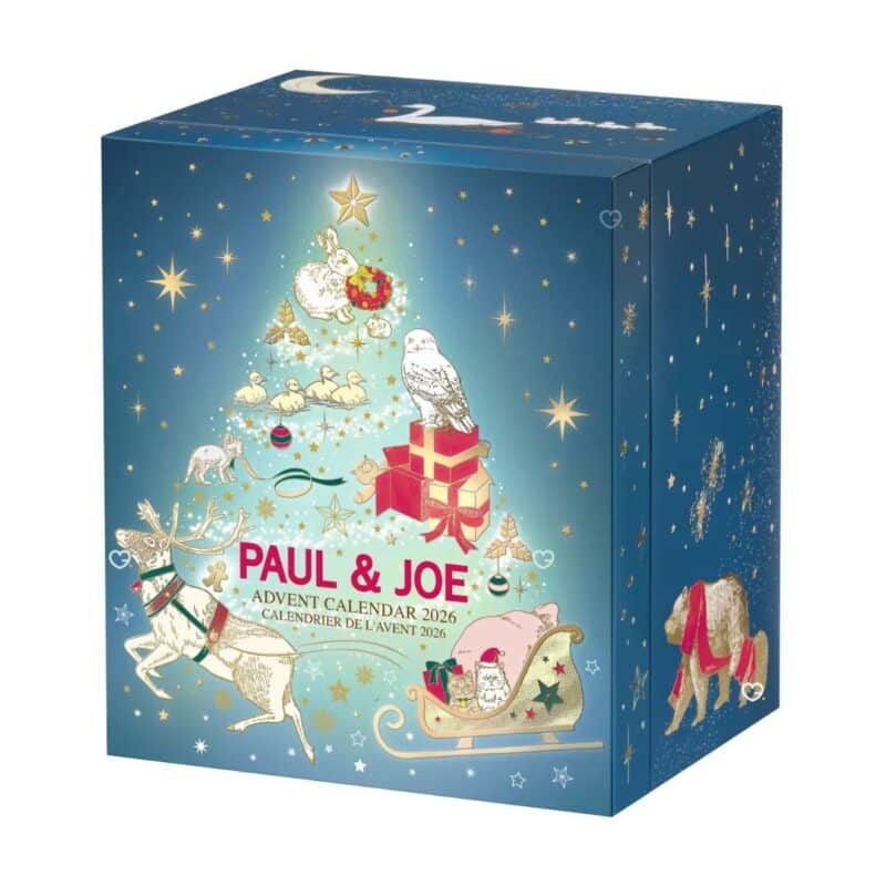 Paul & Joe Advent Calendar 2026 closed navy blue drawer box with Christmas illustration