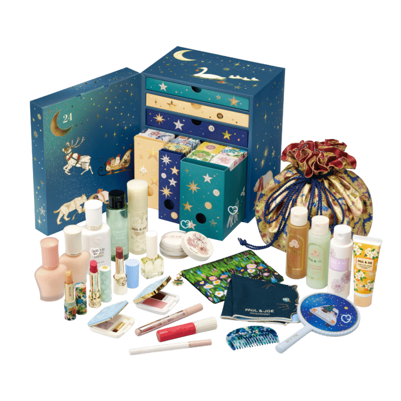 Paul & Joe Advent Calendar 2026 open box showing the full beauty product spread