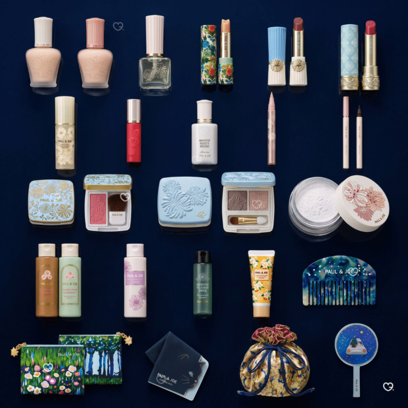 Paul & Joe beauty advent calendar 2026 flat lay of the 24 products