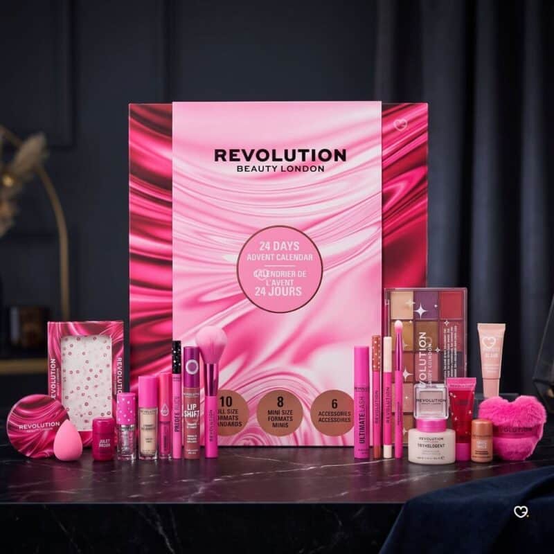 Vegan cruelty-free makeup advent calendar 2026 from Revolution Beauty, PETA certified