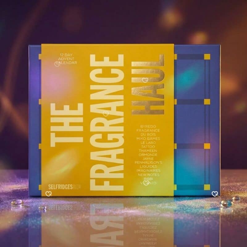 The Fragrance Haul Selfridges niche fragrance advent calendar 2026 in a sparkling festive setting