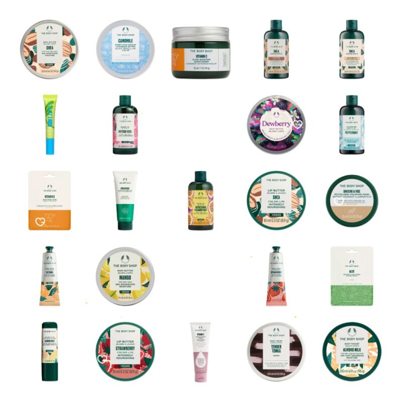 The Body Shop Ultimate Advent Calendar 2026 all 25 beauty products shown one by one