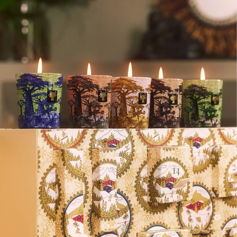 Baobab Collection Advent Calendar 2026 mini scented candles lit