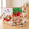 Bonne Maman Advent Calendar 2026 open on a kitchen table showing the mini jam jars, a gourmet advent calendar