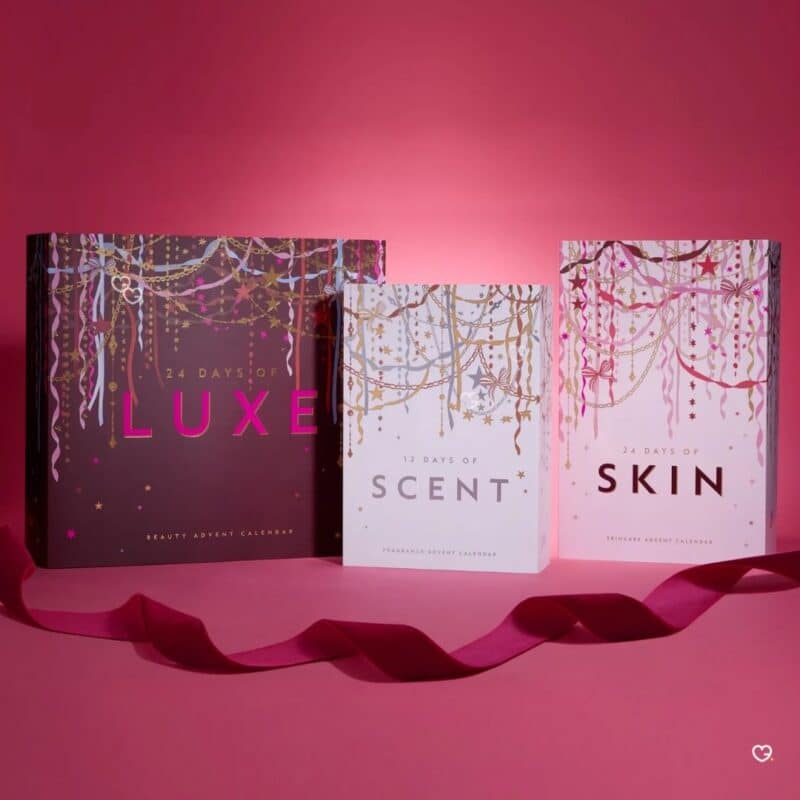 Trio of Boots 2026 beauty advent calendars in a festive setting