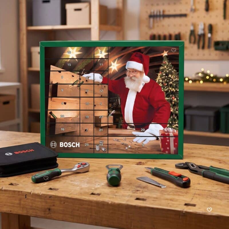 Bosch Advent Calendar 2026 standing upright showing its 24 doors