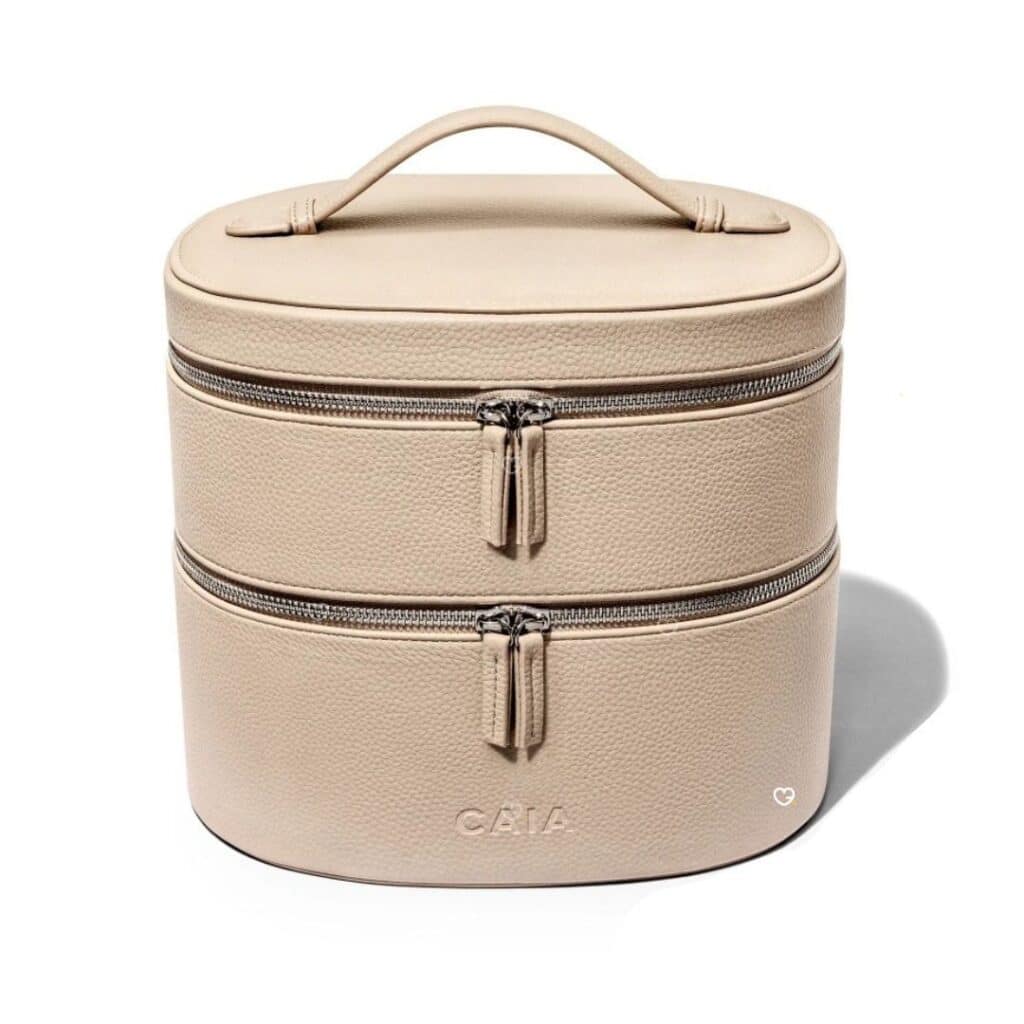 CAIA Advent Calendar 2026 two-tier vegan-leather beauty case, closed