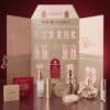 Catrice House Of Gold 2026 advent calendar open, with eyeshadow palette, duo blush, fragrance mist and scrunchie