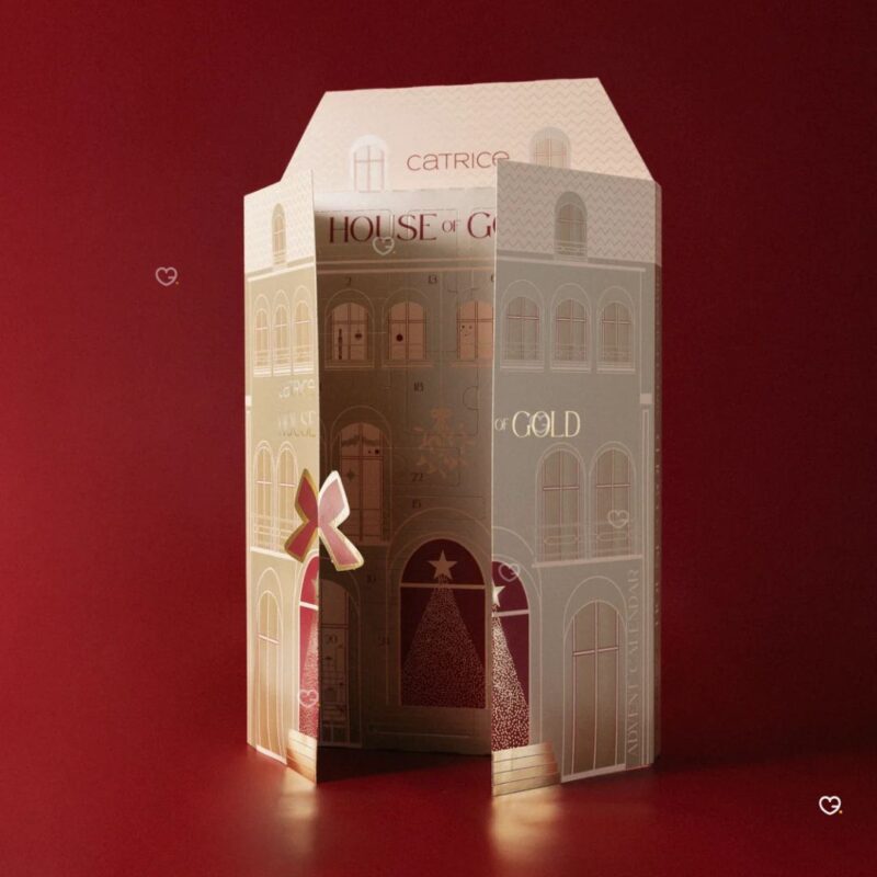 Catrice advent calendar 2026 House Of Gold packaging, the golden cardboard house standing open