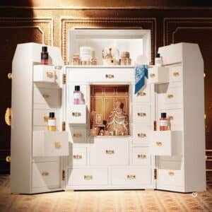 Dior luxury advent calendar 2026 open coiffeuse with full-size La Collection Privee fragrances