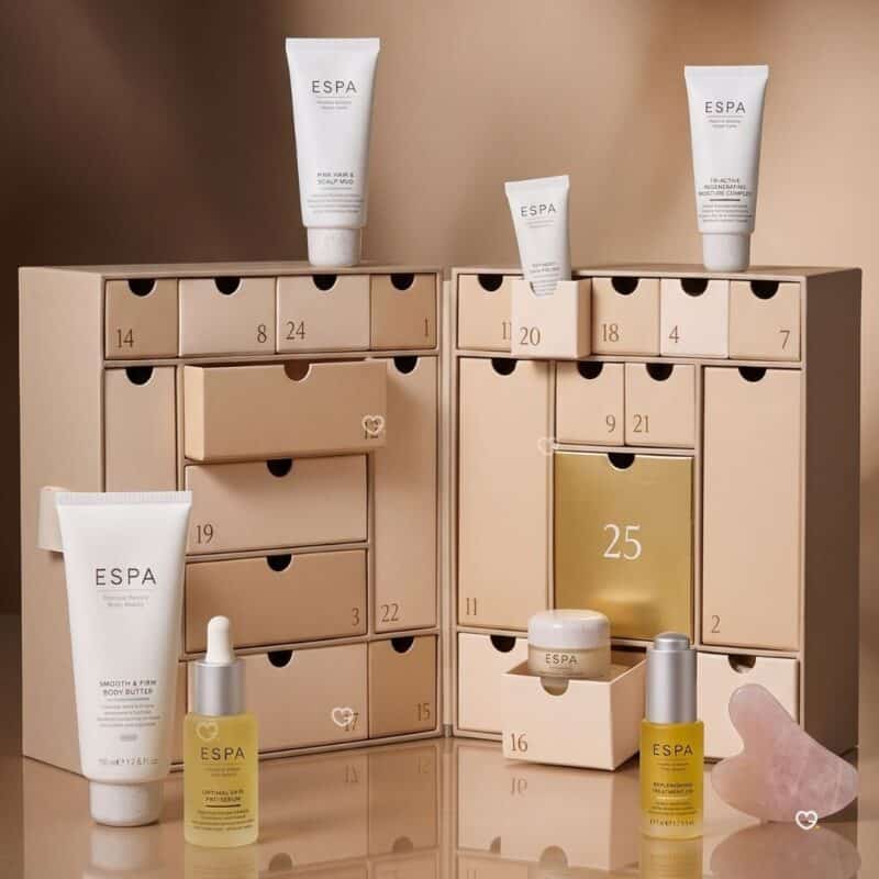 ESPA Advent Calendar 2026 open drawers revealing spa skincare