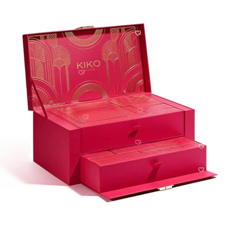 Kiko Advent Calendar 2026 pull-out drawers open with makeup inside