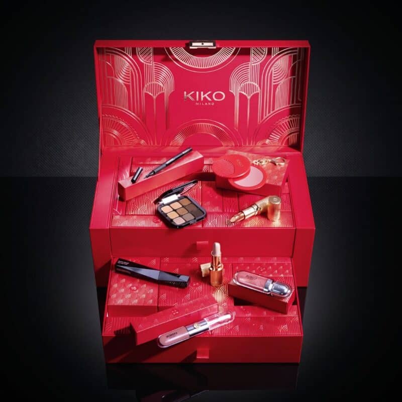 Kiko Advent Calendar 2026 open with two drawers showing the makeup products