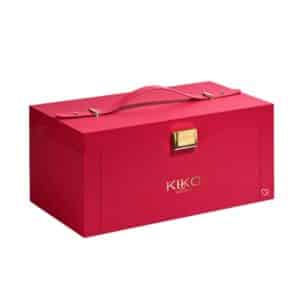 Kiko Advent Calendar 2026 red suitcase-style case with gold detailing, closed