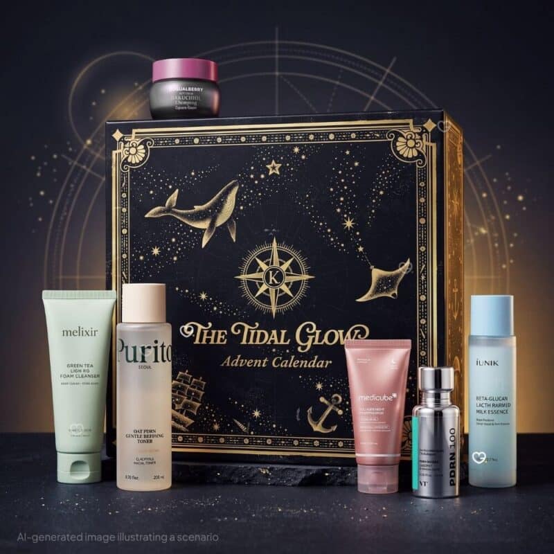 Korean Skincare Advent Calendar 2026 full-size K-beauty products styled scene