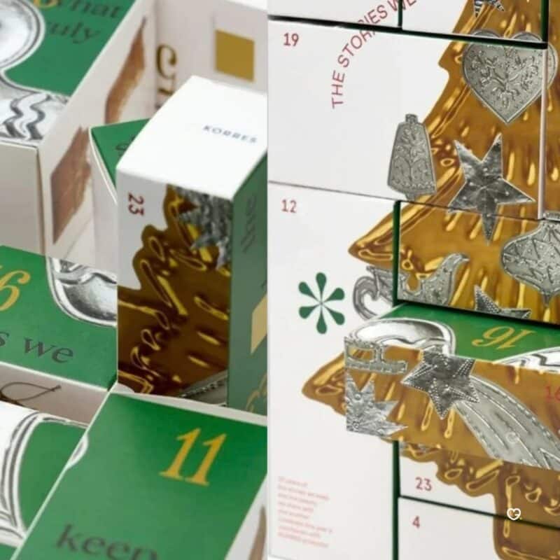 KORRES Advent Calendar 2026 reversible puzzle boxes close-up detail