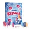 Labello KISSMAS advent calendar 2026 pink KISSMAS carton with lip balms in front, lip balm advent calendar