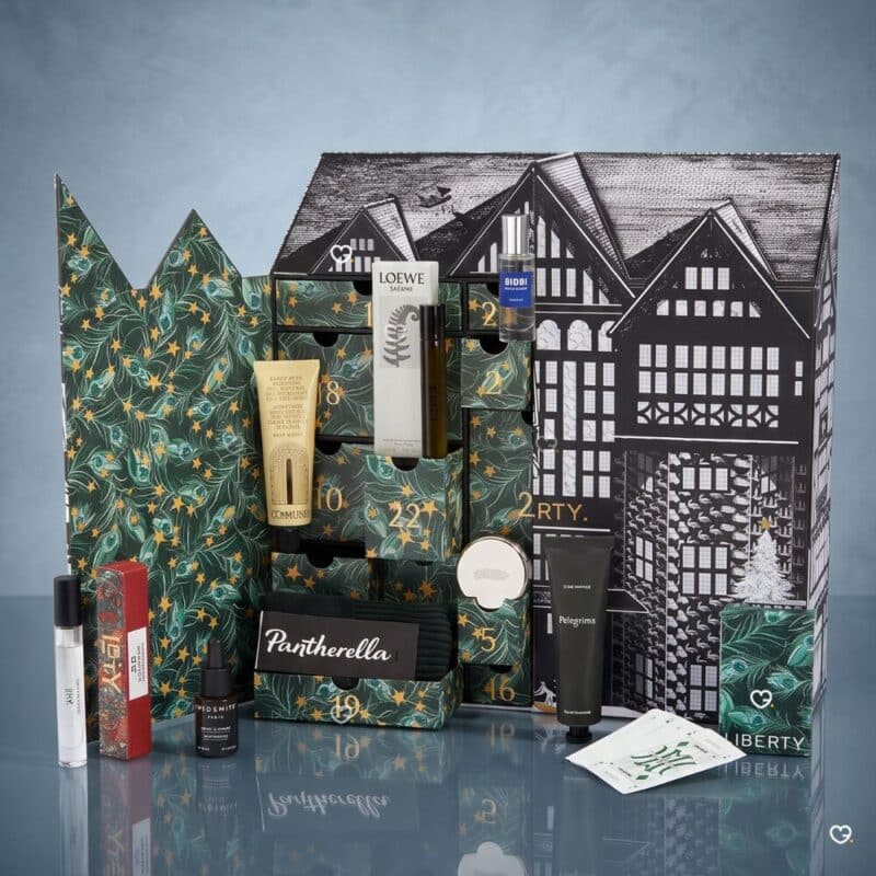 Liberty Men's Advent Calendar 2026 opened showing grooming and fragrance products