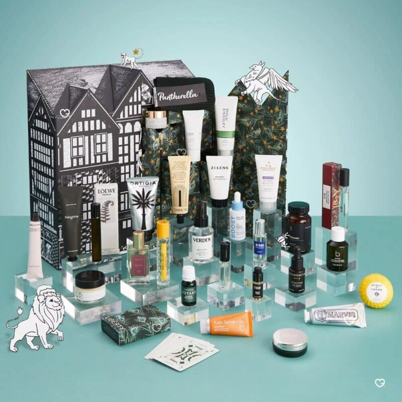 Liberty Men's Advent Calendar 2026 products with the box on a blue background