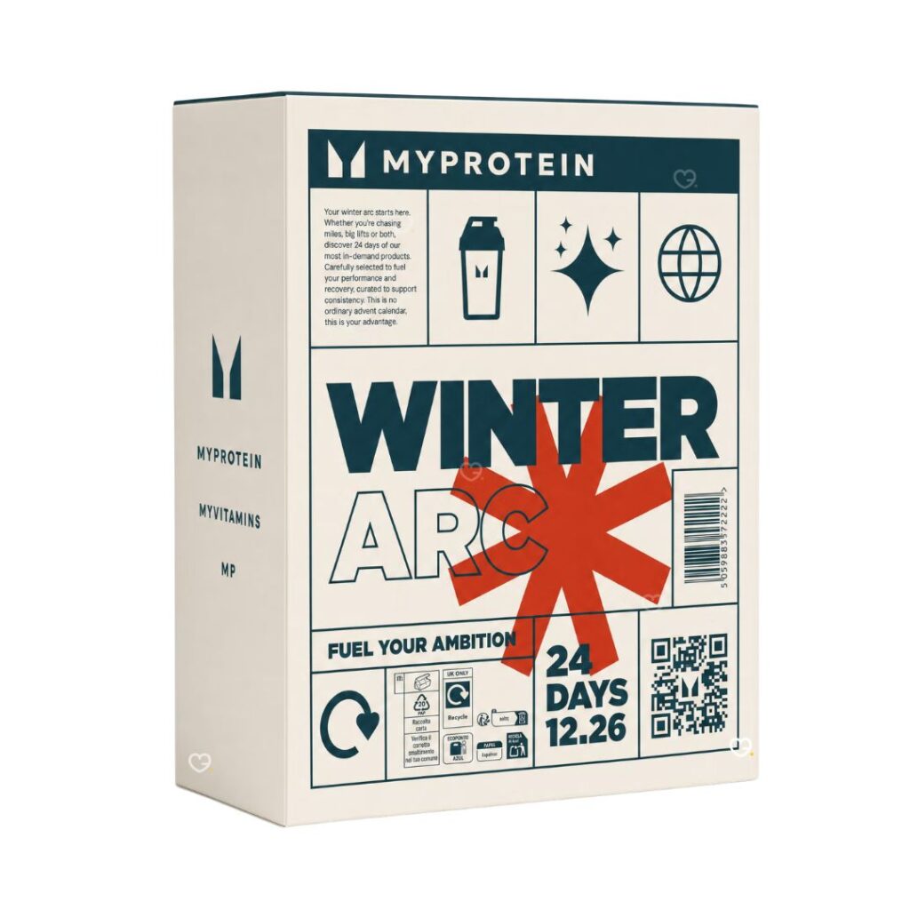 Myprotein Advent Calendar 2026 box, Winter Arc design.