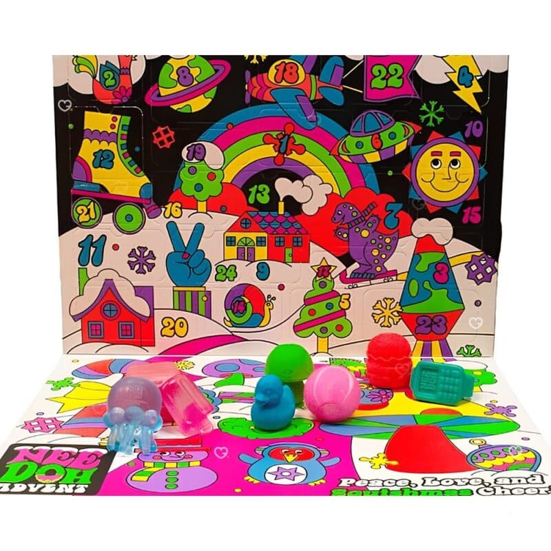 NeeDoh Advent Calendar 2026 open box with mini NeeDoh squishies