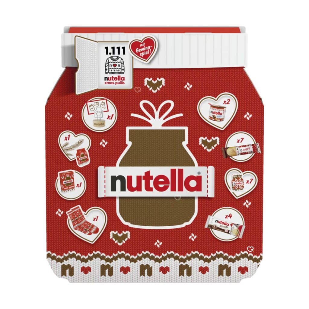 Nutella Advent Calendar 2026 jar-shaped box on a white background