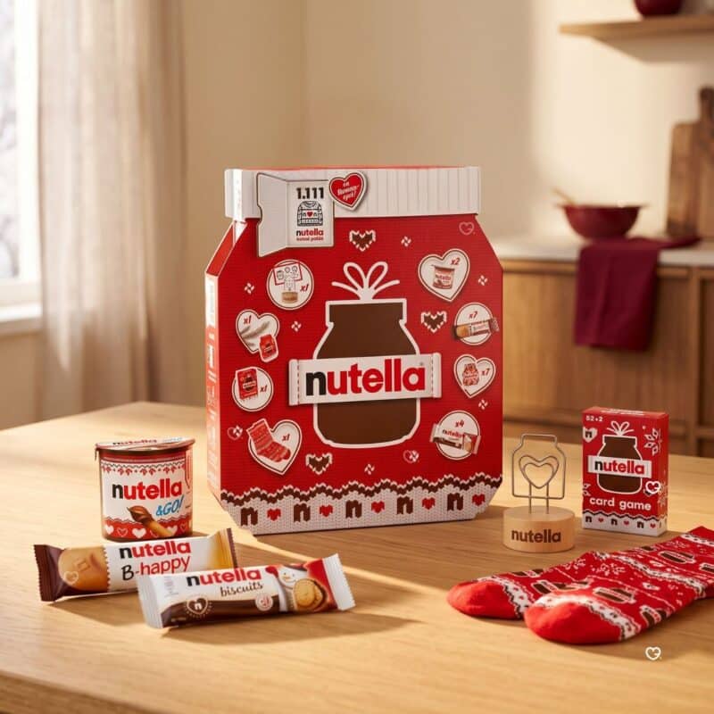 Nutella Advent Calendar 2026 treats and keepsakes spread out
