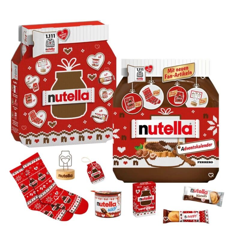 Two Nutella Advent Calendar 2026 jar-shaped boxes side by side
