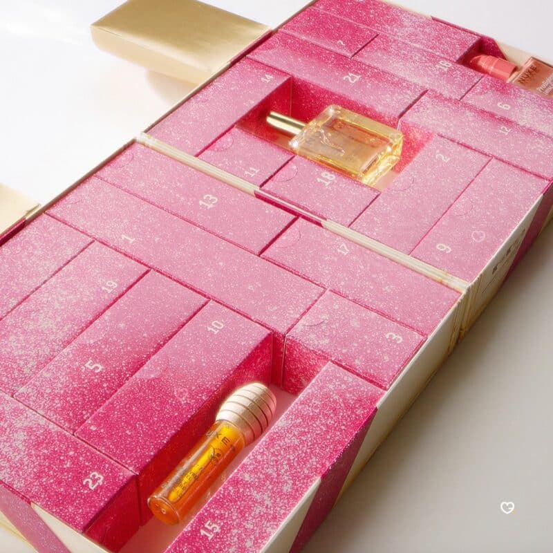 Nuxe Advent Calendar 2026 glitter doors detail with a mini oil