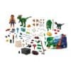 All 71 pieces of the Playmobil Expedition Dinosaurs 72225 advent calendar laid out