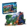 Playmobil Expedition Dinosaurs 72225 box with the assembled jungle diorama