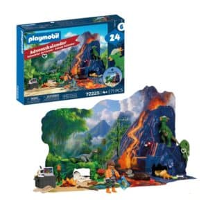 Playmobil Expedition Dinosaurs 72225 box with the assembled jungle diorama