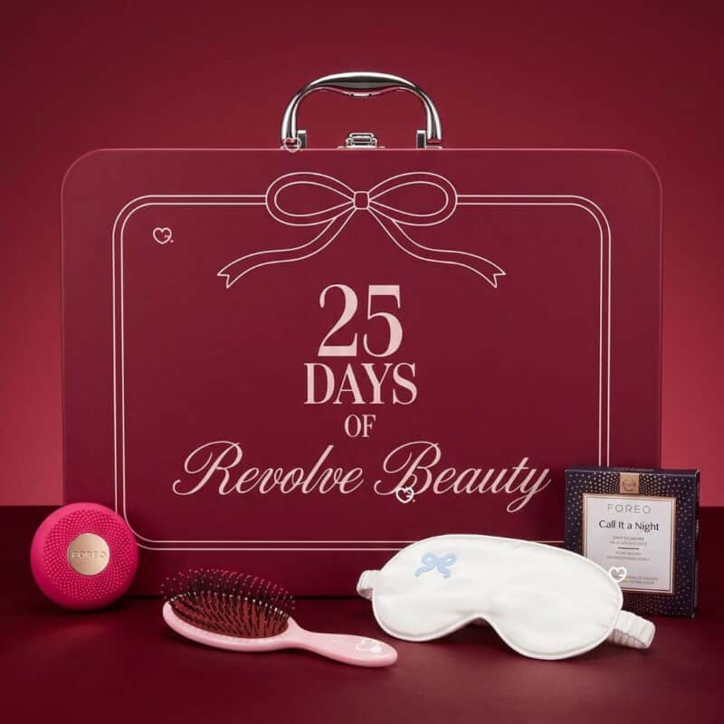 Revolve beauty advent calendar 2026 with the FOREO Mini UFO device, makeup brush and mask