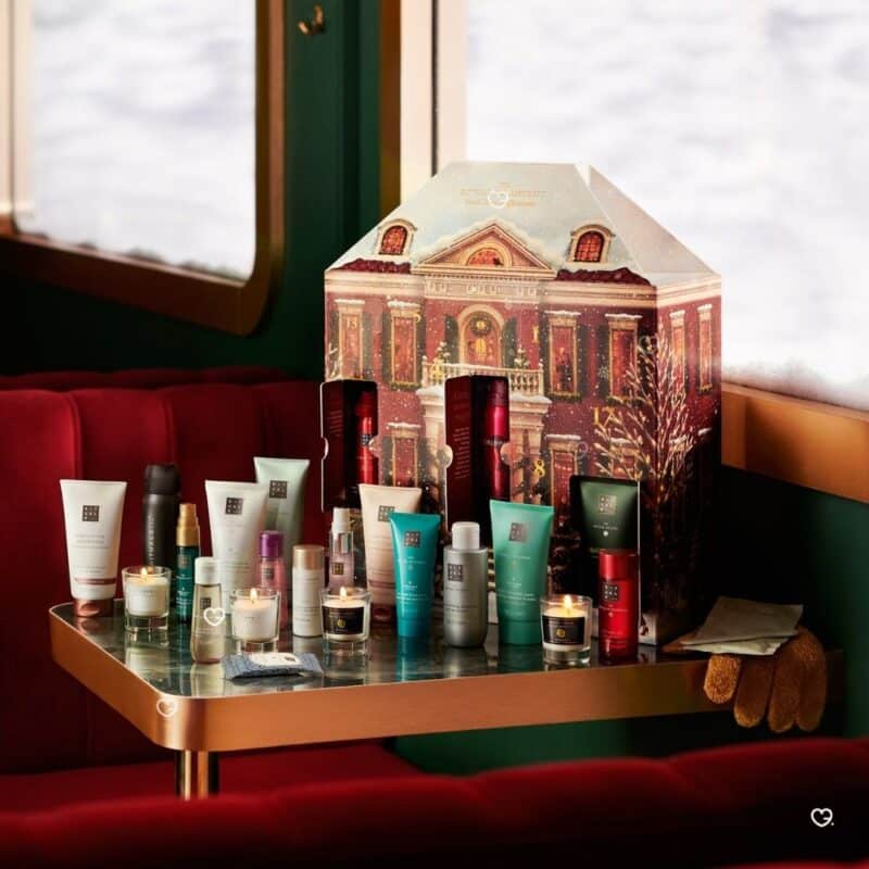 Rituals Advent Calendar 2026 open on a table with gold scrub gloves