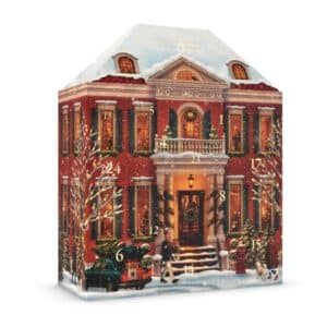 Rituals Advent Calendar 2026 townhouse box closed, red brick design with snow and lit windows