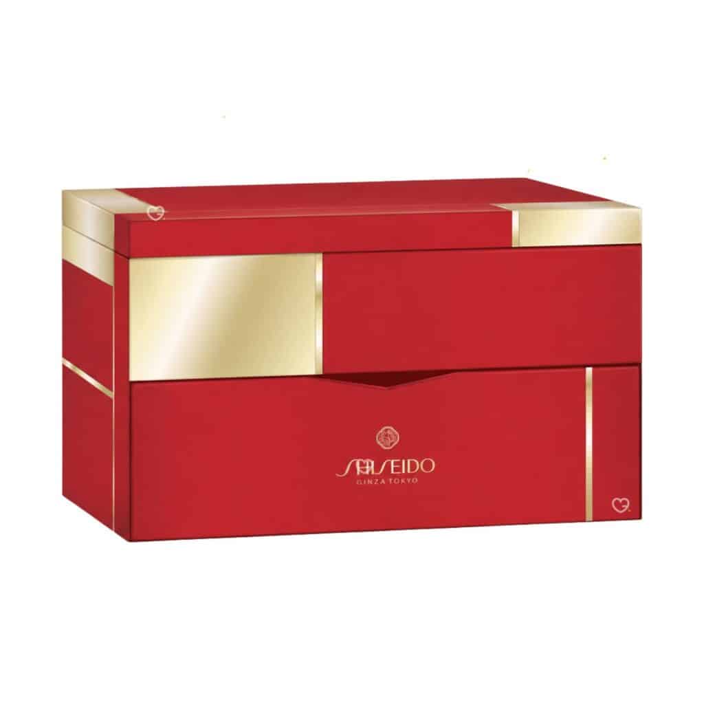 Shiseido Ginza Wonder Advent Calendar 2026 closed, red and gold two-drawer box
