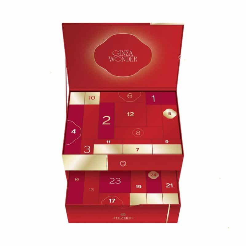 Shiseido Advent Calendar 2026 closed red and gold Ginza Wonder box