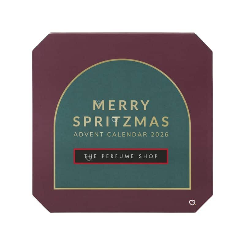 The Perfume Shop Advent Calendar 2026 Merry Spritzmas box with 24 doors