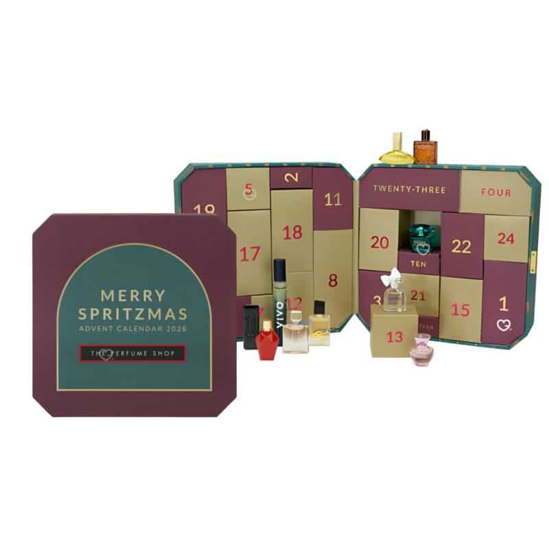 The Perfume Shop Advent Calendar 2026 open box beside the closed festive box