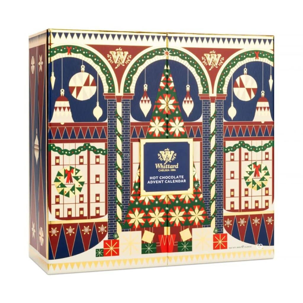 Whittard Hot Chocolate Advent Calendar 2026 closed illustrated box on a white background